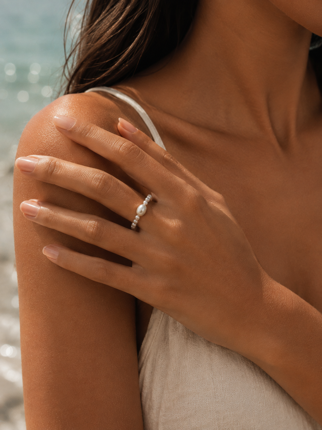 Freshwater Pearl Seed Bead Ring | Handmade Minimal Pearl Ring