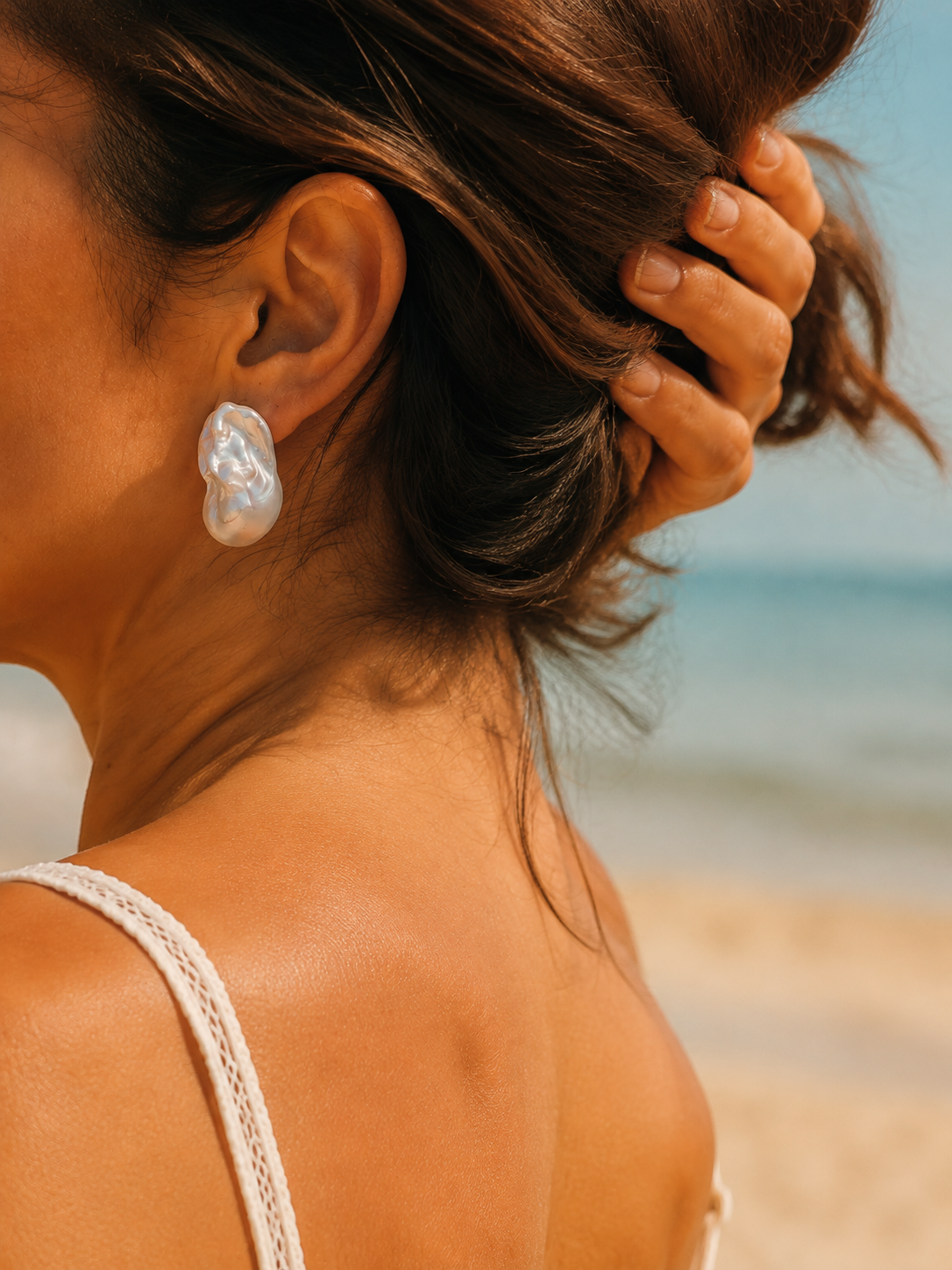 Maris Large Baroque Pearl Stud Earrings