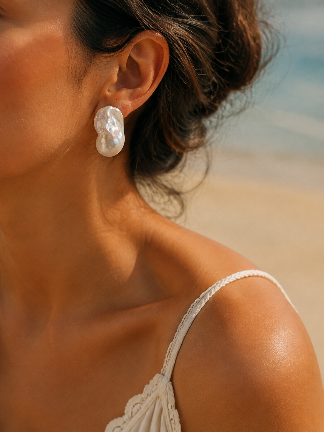 Maris Large Baroque Pearl Stud Earrings