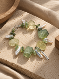 Prehnite & Baroque Pearl Bracelet | Handmade Natural Crystal Jewellery