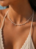 Pearl & Blue Topaz Crystal Choker Necklace