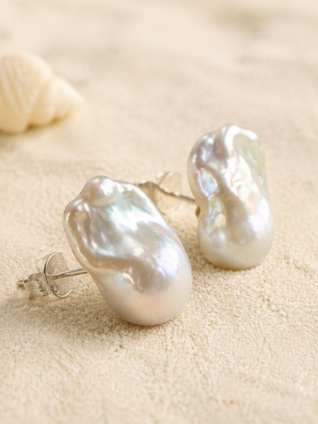 Maris Large Baroque Pearl Stud Earrings