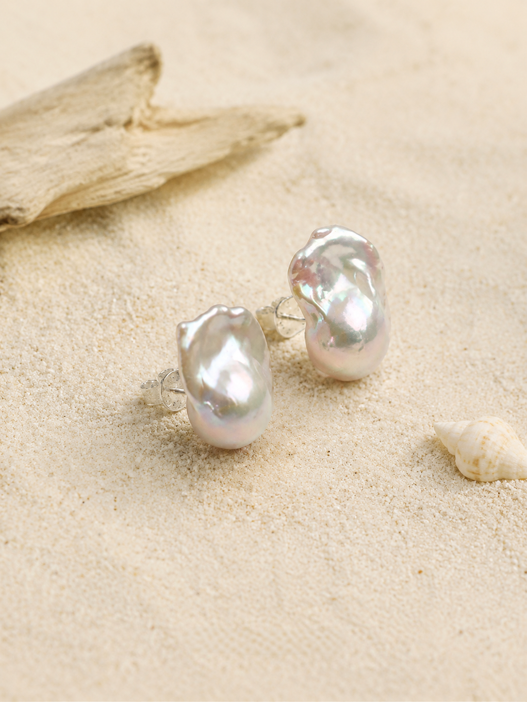 Maris Large Baroque Pearl Stud Earrings