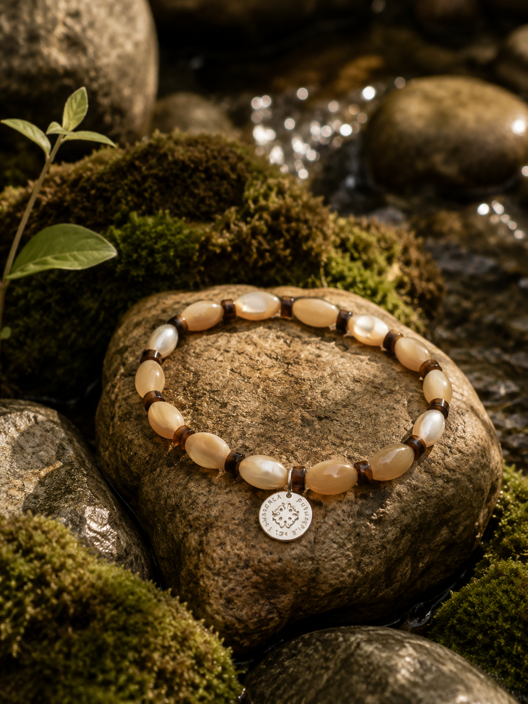 White Shell & Turquoise Beaded Bracelet | Sterling Silver Charm | Handmade Nature Bracelet