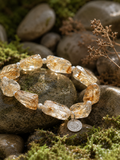 Natural Golden Rutilated Quartz Bracelet with Freshwater Pearls | Handmade Crystal Jewellery