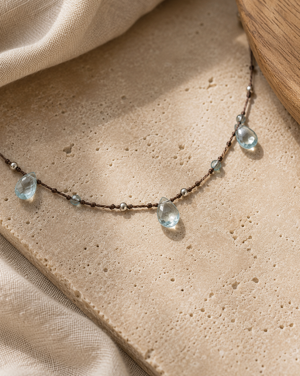 Blue Topaz Dew Drop Necklace