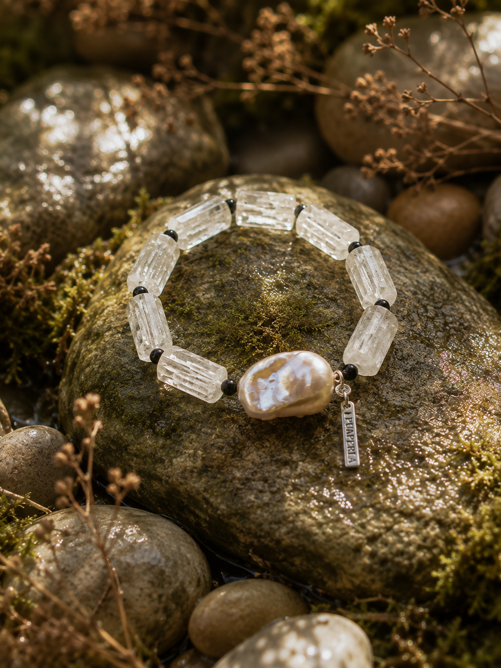 Baroque Pearl & Clear Quartz Crystal Bracelet | Handmade Natural Gemstone Bracelet