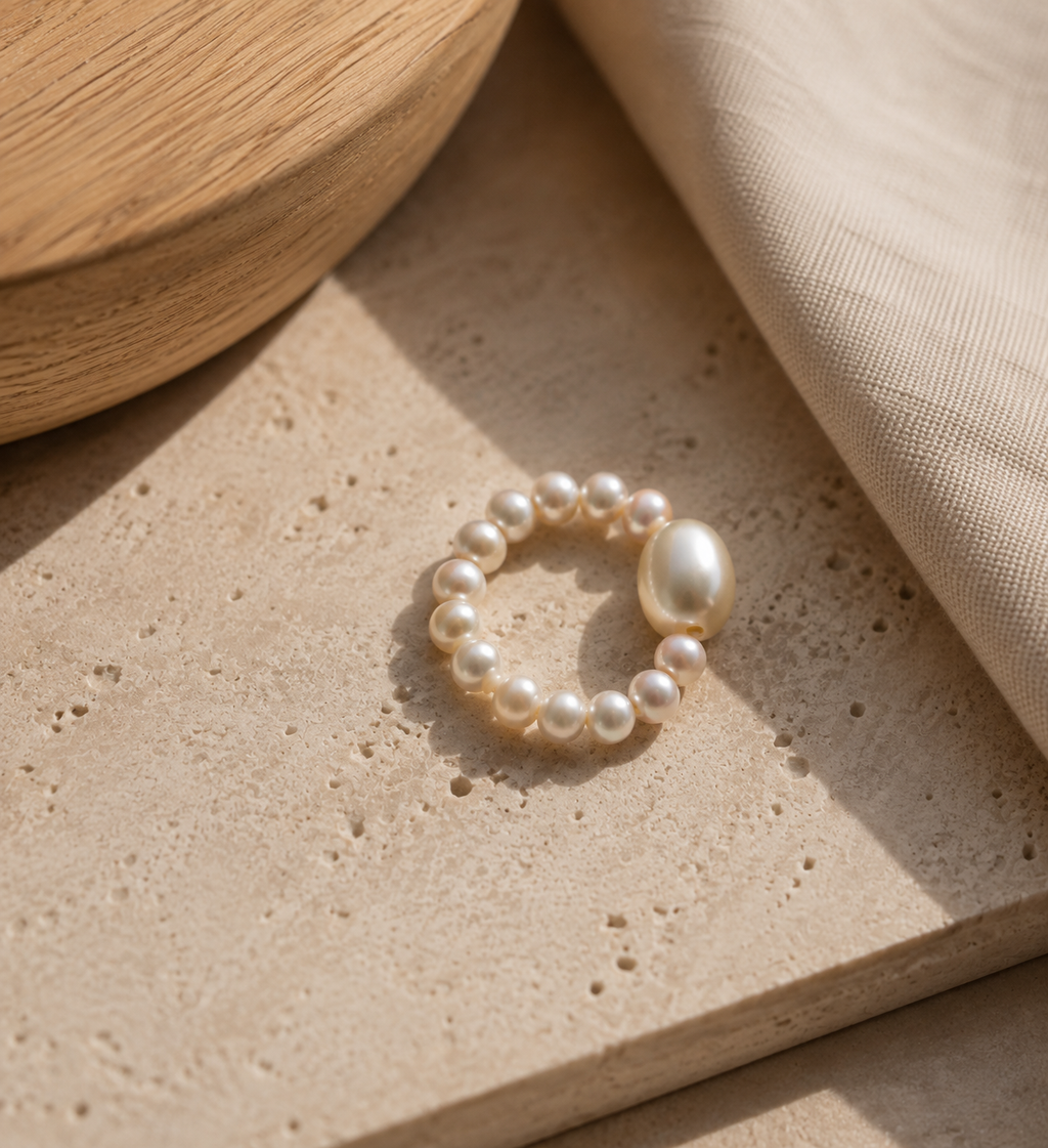 Freshwater Pearl Seed Bead Ring | Handmade Minimal Pearl Ring