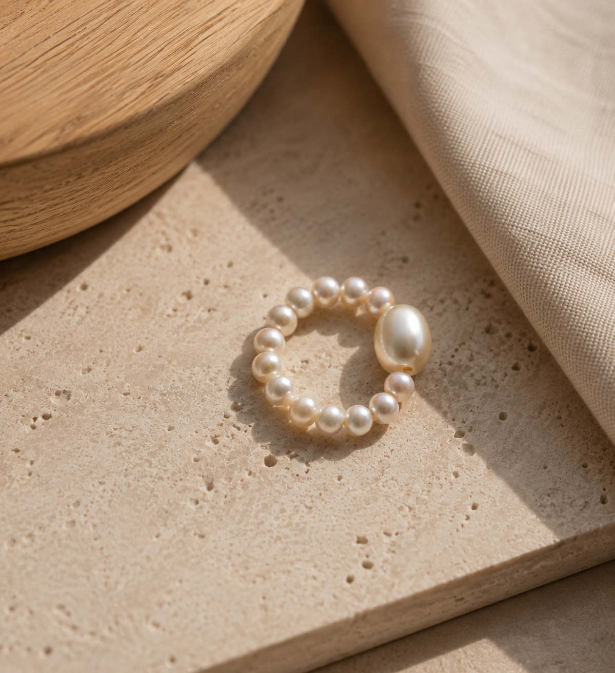 Freshwater Pearl Seed Bead Ring | Handmade Minimal Pearl Ring
